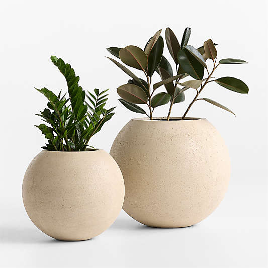 Ivory Sphere Textured Indoor/Outdoor Planter