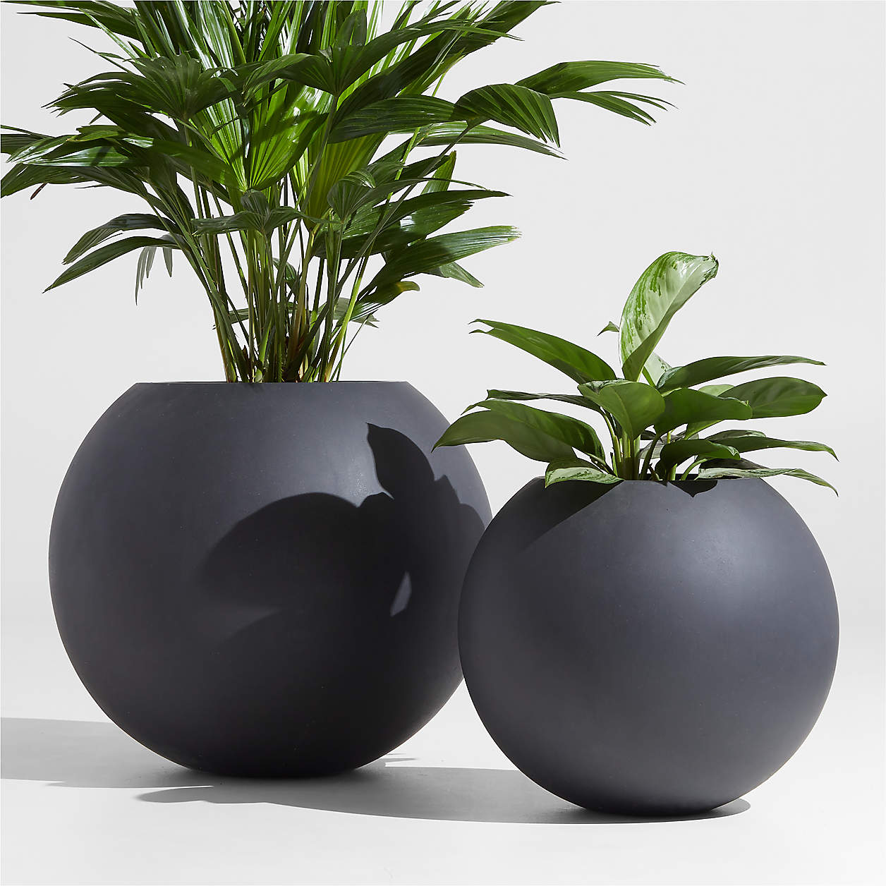 Sphere Dark Gray Indooroutdoor Planters Crate And Barrel