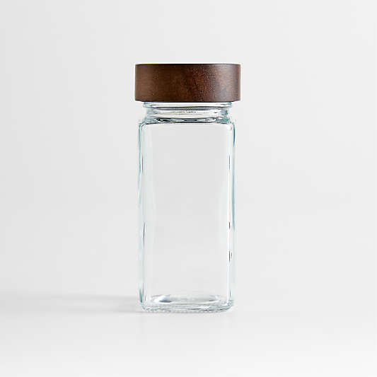 Crate & Barrel Spice Jar with Acacia Lid