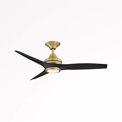 Fanimation Spitfire 48 Brushed Brass/Black Indoor/Outdoor Ceiling Fan with LED Light