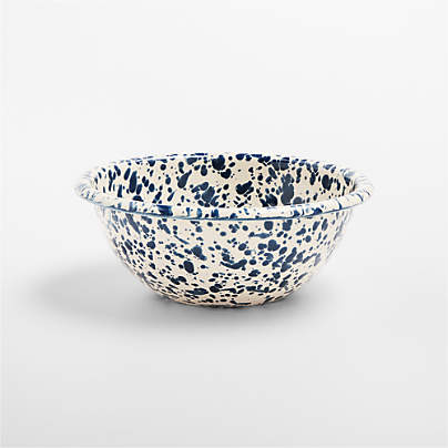 Splatter Enamelware Navy and Cream Cereal Bowl
