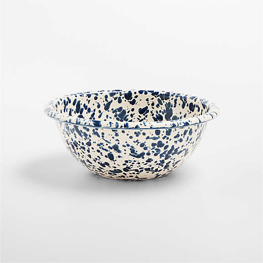 Splatter Enamelware Navy and Cream Cereal Bowl