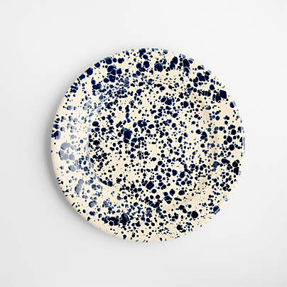 Splatter Enamelware Navy and Cream Dinner Plate