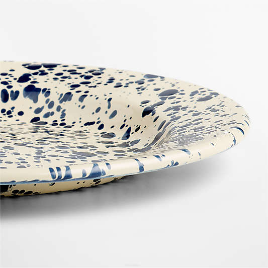 Splatter Enamelware Navy and Cream Dinner Plate
