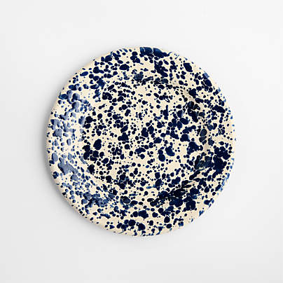 Splatter Enamelware Navy and Cream Flat Salad Plate