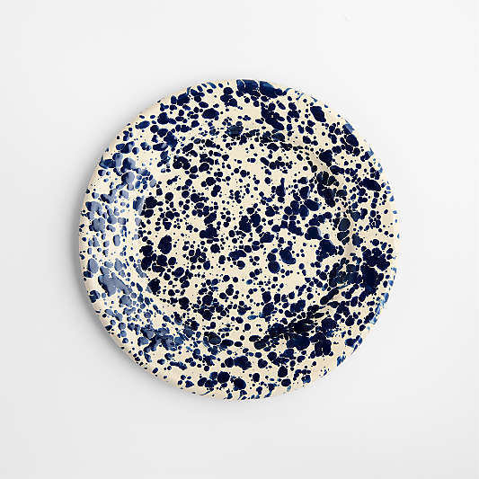 Splatter Enamelware Navy and Cream Flat Salad Plate