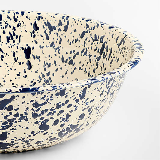 Splatter Enamelware Navy and Cream 8-Qt. Serve Bowl