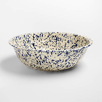 Splatter Enamelware Navy and Cream 8-Qt. Serve Bowl