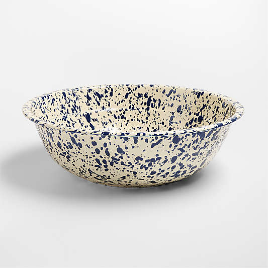 Splatter Enamelware Navy and Cream 8-Qt. Serve Bowl