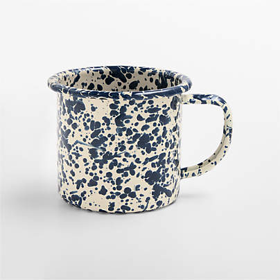 Splatter Enamelware Navy and Cream 12-oz. Mug