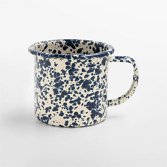 Splatter Enamelware Navy and Cream 12-oz. Mug