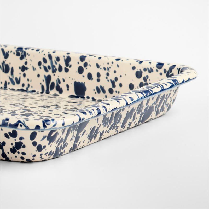 Splatter Enamelware Navy and Cream Small Rectangle Tray - image 1 of 2