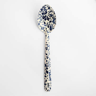 Splatter Enamelware Navy and Cream Large Serving Spoon