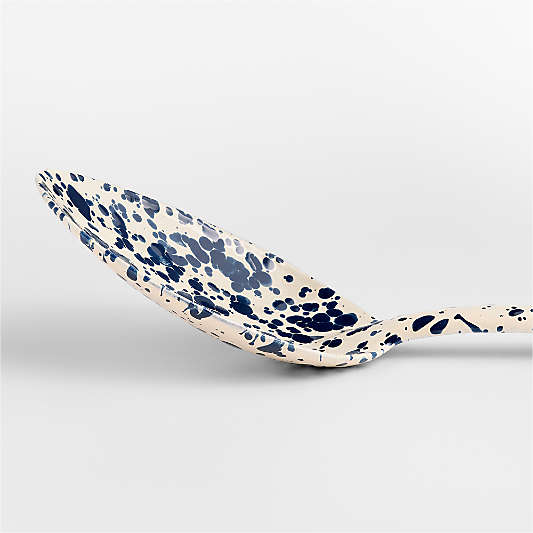 Splatter Enamelware Navy and Cream Large Serving Spoon
