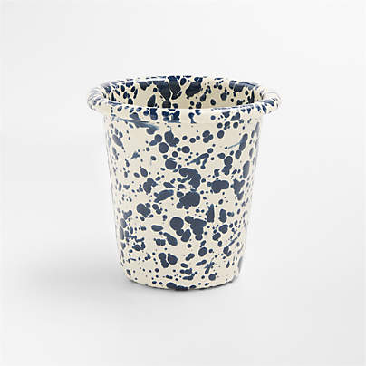 Splatter Enamelware Navy and Cream 10-oz. Short Tumbler