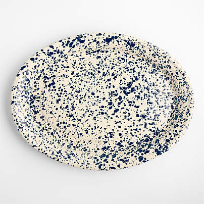 Splatter Enamelware Navy and Cream Oval Platter