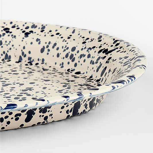 Splatter Enamelware Navy and Cream Oval Platter