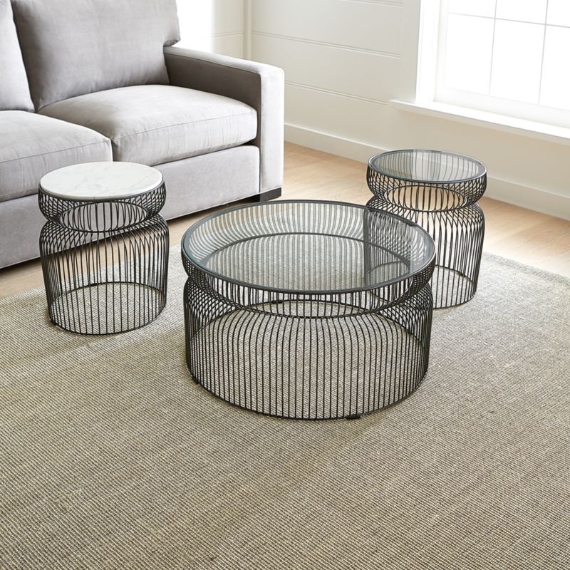 Spoke Glass Graphite Metal End Table - image 3 of 10