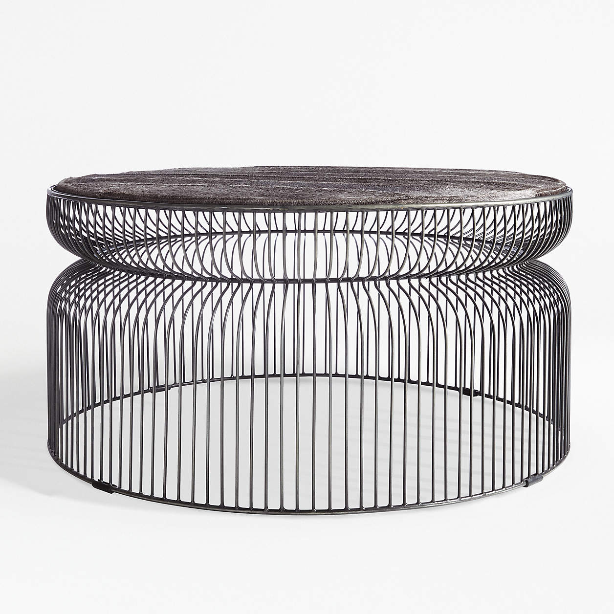 Spoke Hair On Hide Graphite Metal Coffee Table Crate & Barrel