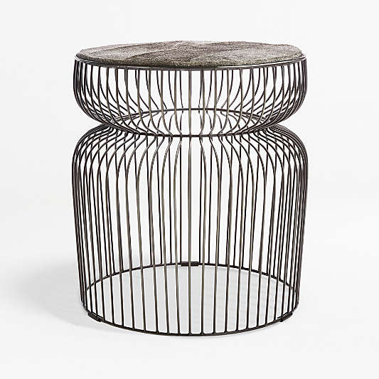 Spoke Hair On Hide Graphite Metal End Table