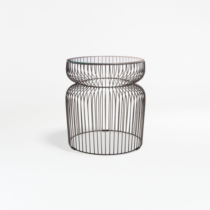 Spoke Glass Graphite Metal End Table - image 2 of 10