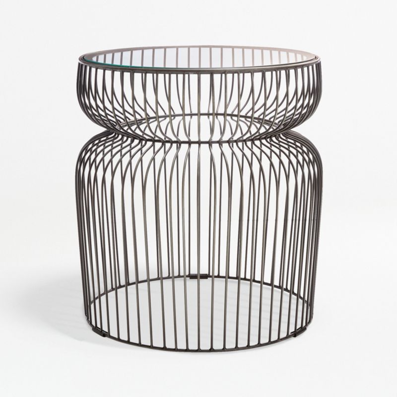 Spoke Glass Graphite Metal End Table - image 0 of 10