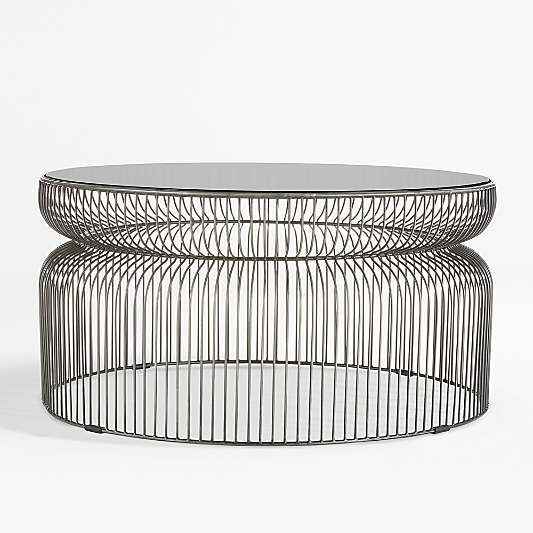 Spoke Smoke Glass Graphite Metal Coffee Table