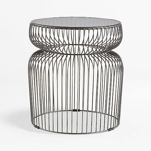 Spoke Smoke Glass Graphite Metal End Table