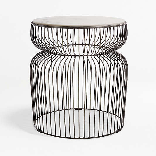 Spoke Marble Graphite Metal End Table