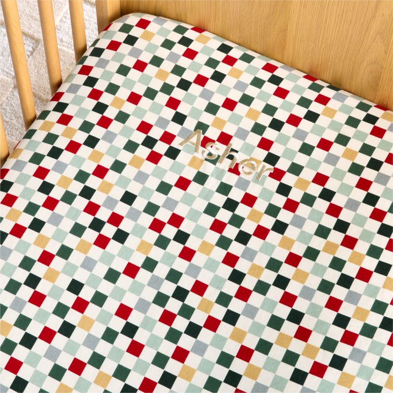 Supercozy Holiday Checkerboard Organic Flannel Baby Crib Fitted Sheet - image 1 of 7