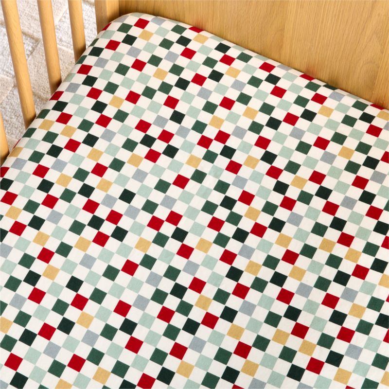 Supercozy Holiday Checkerboard Organic Flannel Baby Crib Fitted Sheet - image 2 of 7