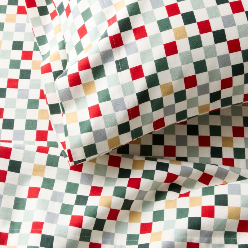 Supercozy Holiday Checkerboard Organic Flannel Kids Twin Sheet Set - image 1 of 6