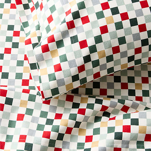 Supercozy Holiday Checkerboard 100% Organic Cotton Flannel Kids Sheet Set