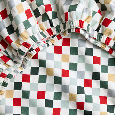 Supercozy Holiday Checkerboard Organic Flannel Baby Crib Fitted Sheet