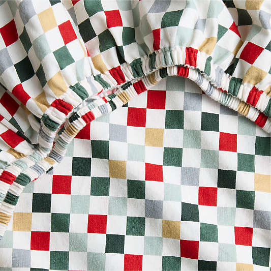 Supercozy Holiday Checkerboard Organic Flannel Baby Crib Fitted Sheet
