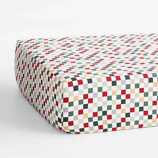 Supercozy Holiday Checkerboard Organic Flannel Baby Crib Fitted Sheet