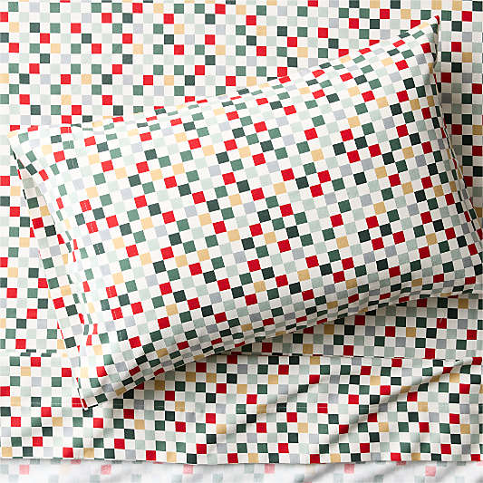 Supercozy Holiday Checkerboard 100% Organic Cotton Flannel Kids Twin Sheet Set