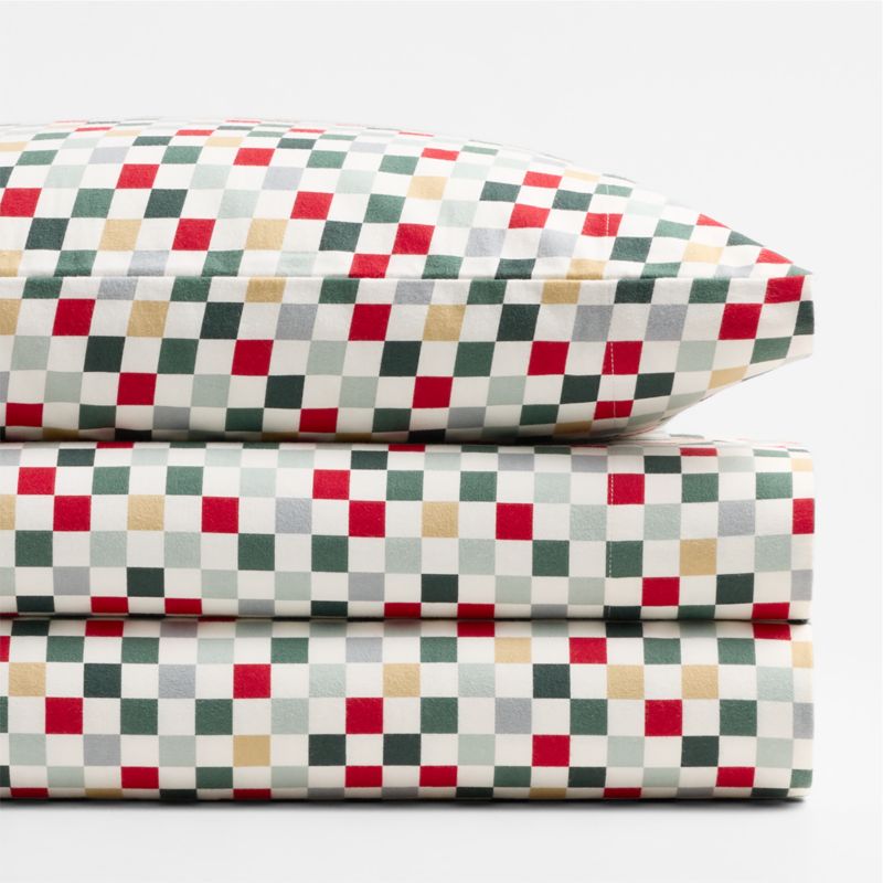 Supercozy Holiday Checkerboard Organic Flannel Kids Twin Sheet Set - image 2 of 6