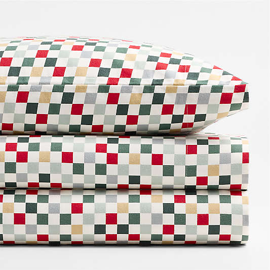 Supercozy Holiday Checkerboard 100% Organic Cotton Flannel Kids Sheet Set