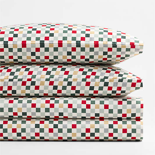 Supercozy Holiday Checkerboard 100% Organic Cotton Flannel Kids Sheet Set