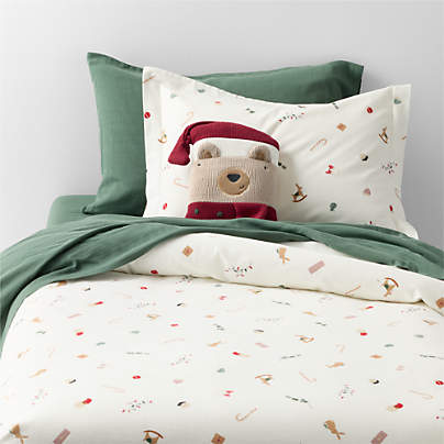 Supercozy Merry Moments Christmas 100% Organic Cotton Flannel Kids Twin Duvet Cover