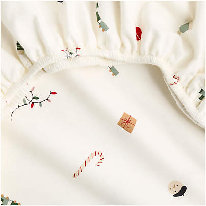 Supercozy Merry Moments Christmas 100% Organic Cotton Flannel Baby Crib Fitted Sheet