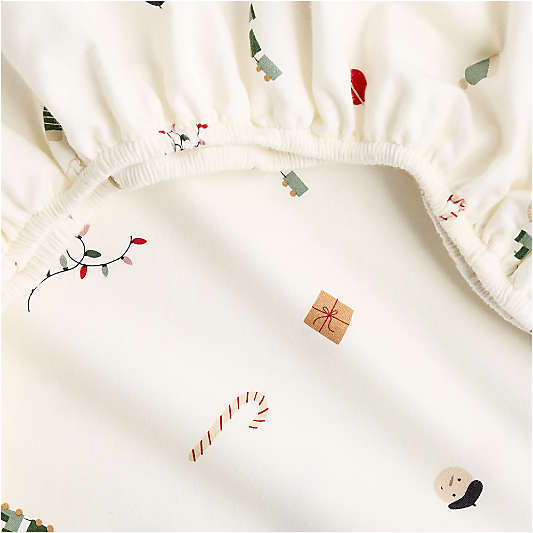 Supercozy Merry Moments Christmas 100% Organic Cotton Flannel Baby Crib Fitted Sheet