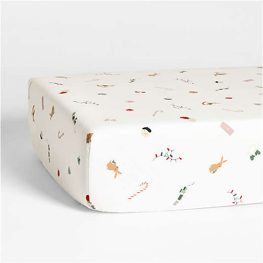 Supercozy Merry Moments Christmas Organic Flannel Baby Crib Fitted Sheet