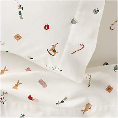 Supercozy Merry Moments Christmas 100% Organic Cotton Flannel Kids Queen Sheet Set