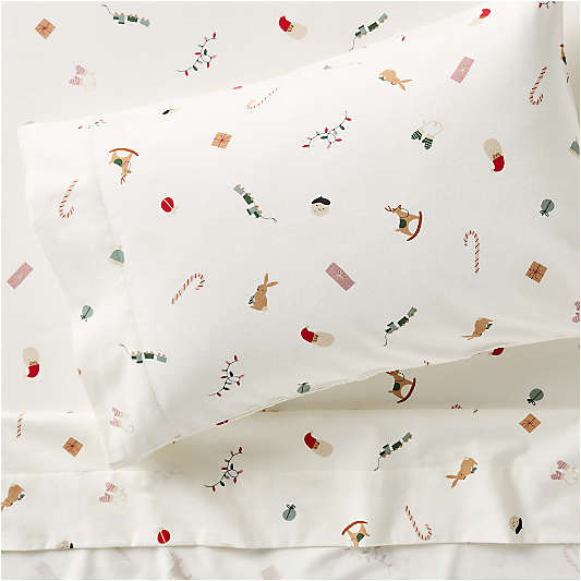 Supercozy Merry Moments Christmas Organic Flannel Kids Twin Sheet Set