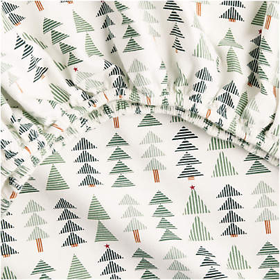Supercozy Oh Christmas Tree Stripe 100% Organic Cotton Flannel Baby Crib Fitted Sheet