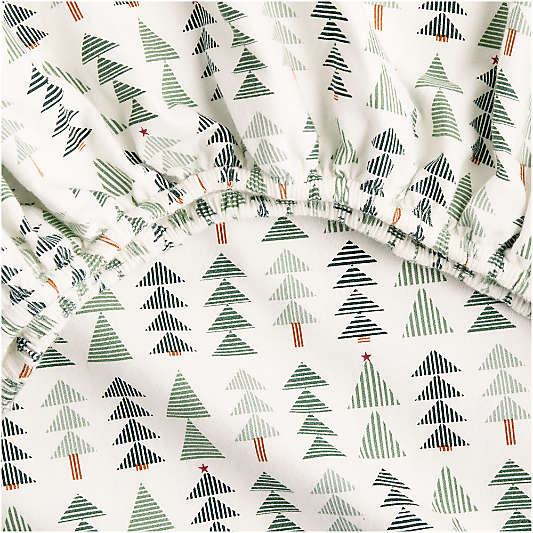 Supercozy Oh Christmas Tree Stripe 100% Organic Cotton Flannel Baby Crib Fitted Sheet
