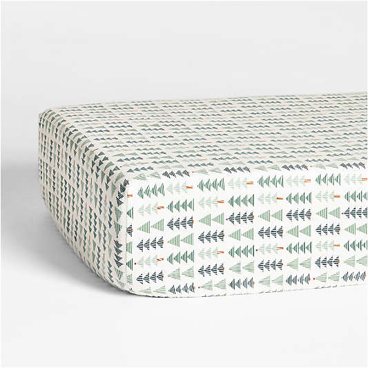 Supercozy Oh Christmas Tree Stripe Organic Flannel Baby Crib Fitted Sheet