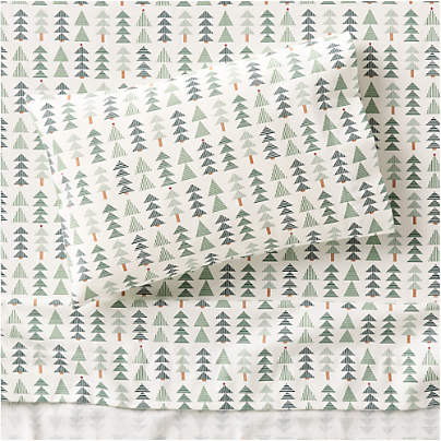 Supercozy Oh Christmas Tree Striped Organic Flannel Toddler Sheet Set